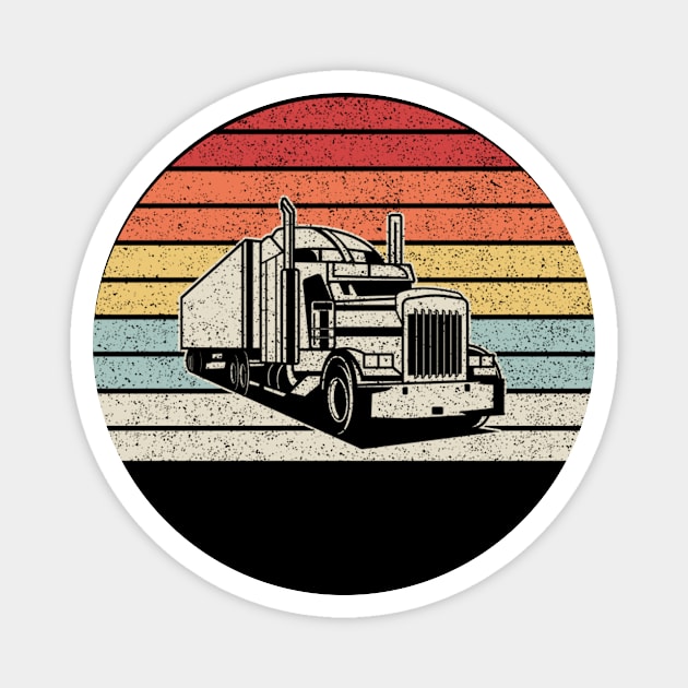 Retro Vintage Truck Trailer Truck Driving Trucker Truck Lover Gift Magnet by SomeRays